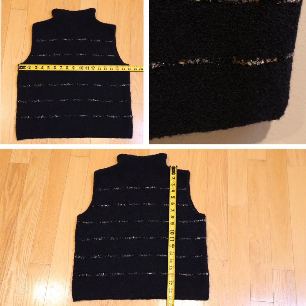 Vintage Amina Rubinacci navy blue Turtleneck Sleeveless Knit Top Sweater Vest - Picture 5 of 5